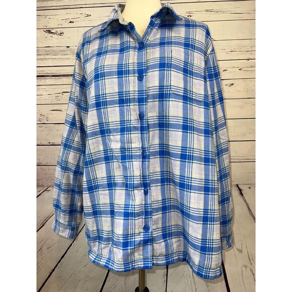 LL Bean Fleece Lined Flannel Shirt Jacket XL Extra Large Plaid Shacket‎ 285013 - Picture 1 of 13